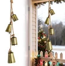Gold Bells Christmas Hanging Rustic Decoration 4pcs