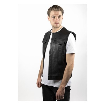 John Doe MC Outlaw Black Leather Gilet 2XL