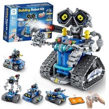 STEM Robot Building Kit with Remote Control Gifts for Boys 8-14  Coding Blue