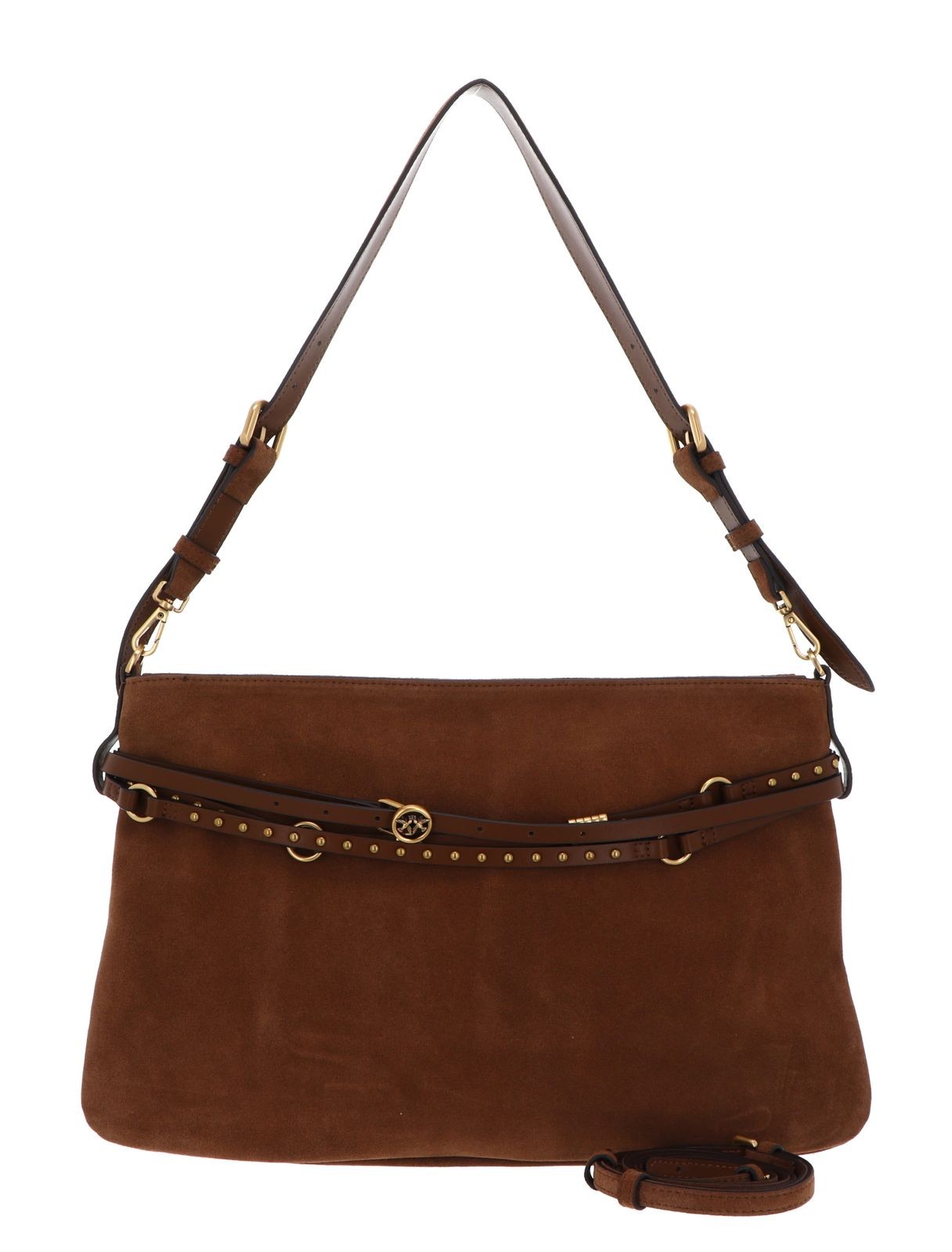 PINKO Belt Bag Big Suede Brown - Lion - Antique Gold