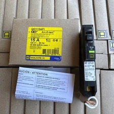 SQUARE D 15 AMP ARC-D-TECT ARC FAULT CIRCUIT BREAKERS 120 VAC 1P QO115AFI 30129
