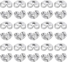 30pcs/15 Pairs 925 Sterling Silver Earring Backs Replacement Secure Ear Lockings