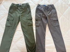 Lot of 2 Old Navy Boys XL 14-16 Tech Taper Cargo Pants Quick Dry Gray Green