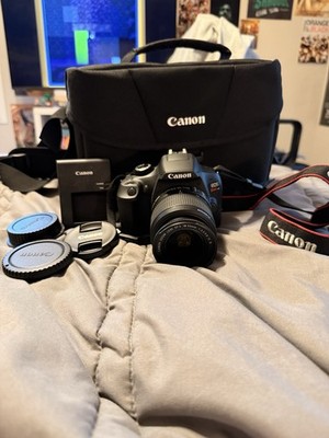Canon EOS Rebel T6 18MP DSLR 18-55mm f/3.5-5.6 Lens Bag Charger Strap