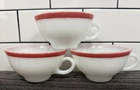 3 Vintage Pyrex Cup in Milk glass with Flamingo Pink Stripe