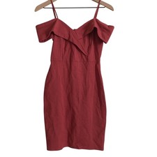 NWT Soprano Nordstrom Baroque Red Bodycon Off Shoulder V-Neck Mini Dress Medium