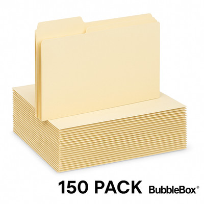 Pendaflex Letter File Folders Manila 1/3-Cut Tabs 11 Pt Stock 150 Pack BubbleBox