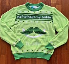 Christmas Sweater Holiday Bubly Water Funny Quirky Green Medium Unisex