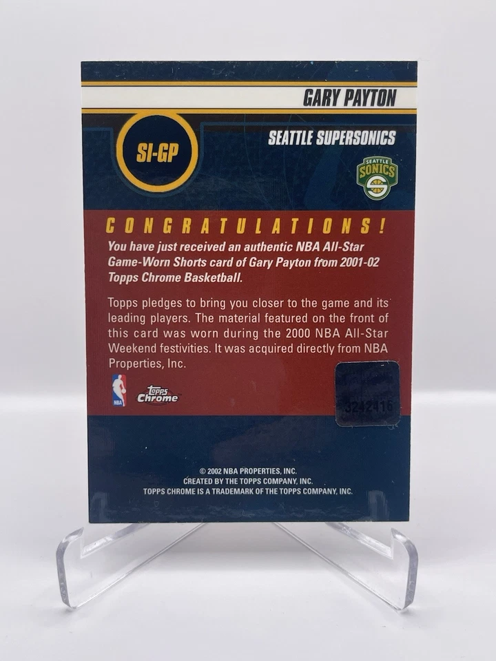 2001-02 Topps Chrome Gary Payton Shorts Illustrated Refractor Patch SI-GP  - Image 2 of 2