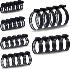 30pcs Black Hose Clamps 6-51mm(1/4"-2") Adjustable Range 304 Stainless Steel Wor