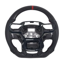 Real Carbon Fiber Steering Wheel for Ford F150 2021-2023, D-shaped Flat-botto...