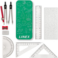 Geometrie-Set, Mit Zirkel, Bleistift, Radierer, Spitzer, Winkelmesser, Geodreiec