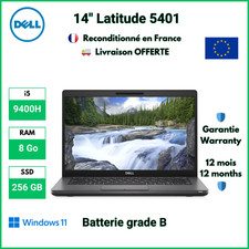 14" Dell Latitude 5401 i5-9400H 8 Go Ddr4 256 SSD - Batterie Grade B