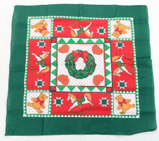 4 four christmas handkerchief 22x22 USA red white green bear horse wreath hearts