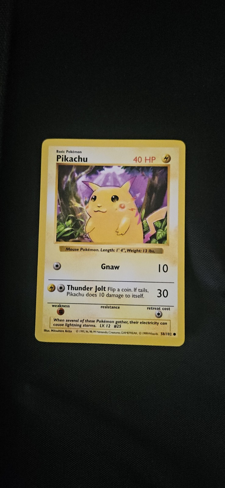 Pikachu Base Set Shadowless 058/102 (RED Cheeks) Lightly Played