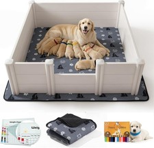 Whelping Box for Dogs, Whelping Box for Puppies with Pee Pad, Puppy Collars and