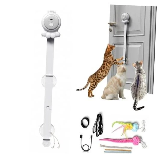 2-in-1 Electric Cat Wand – Rechargeable Auto Indoor Toy, Suction & Hanging