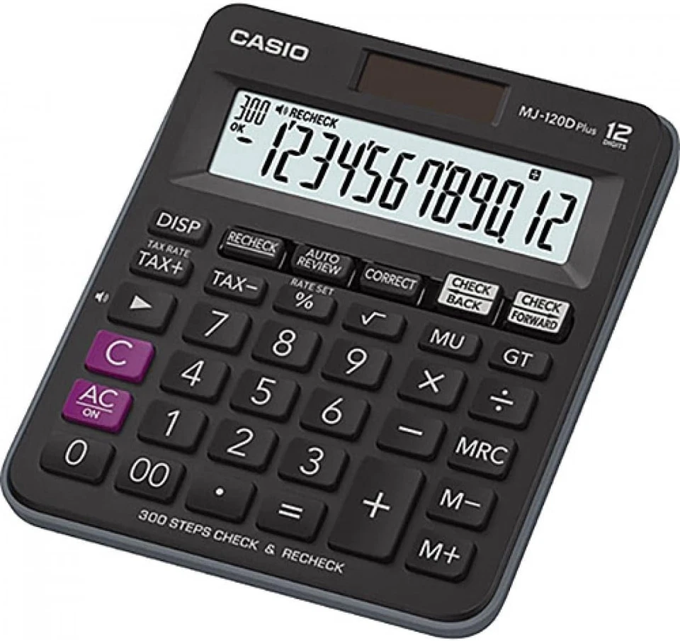 Casio MJ-120D Plus Black 12-Digit Financial Desktop Calculator Dual Power New