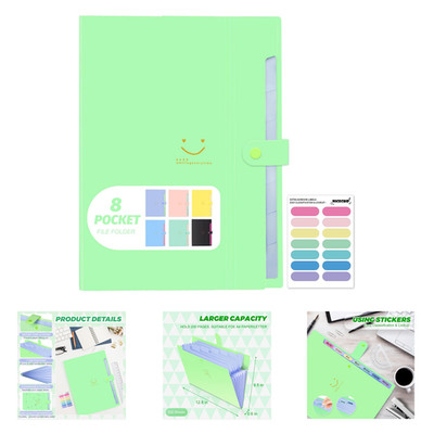 Expanding File Folder with 8 Pockets Accordion Organizer A4 Letter Size Document