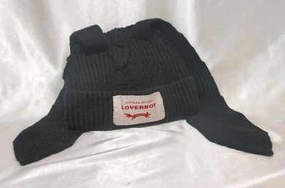 NEW Charles Jeffrey Loverboy - Floppy Ears Wool Blend Beanie. Black