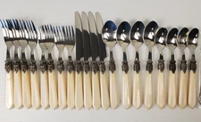 Vintage Hanford Forge Stainless Flatware 18/10 Pearlescent Handle 20 Pieces