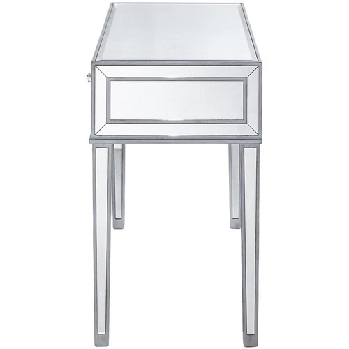 Elegant Decor Reflexion 2 Drawer Mirrored Bedroom Vanity Desk in Antique Silver - Picture 6 of 12