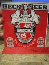 BECK's BEER Germany German Advertising Glass Sign Bremen Import European Vintage