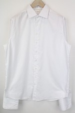 SUITSUPPLY Traveller Men's Shirt 43 White Slim Cotton Formal Spread Collar 