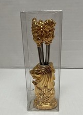 Singapore Merlion Gold Cocktail Appetizer Pick Set Of 6 New In Package By M.I.M