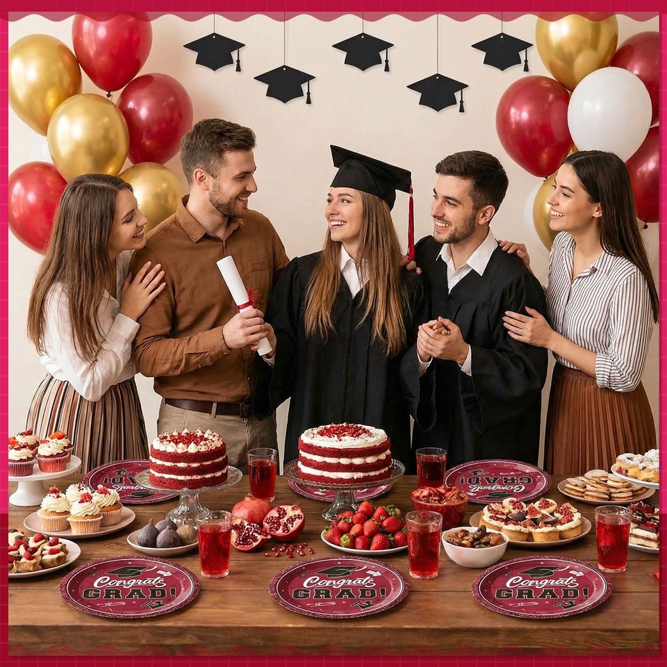 Graduation Party Supplies 100 Disposable 7Inch Glitter Dessert Plates ...
