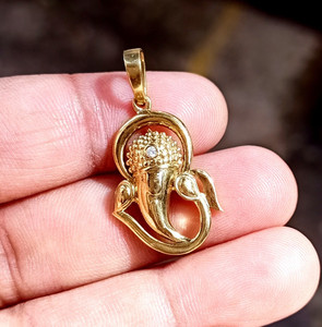 Authentic 0.30Ct Round Cut Lab Created Diamond Lord Ganesh Pendant 14K Yellow Gold Plated