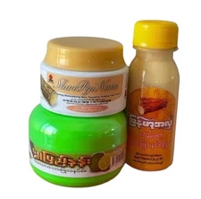 MYANMAR Thanaka Skincare Set-Face Cream,Mask,Sunscreen Reduce acne,Melasma,Dark