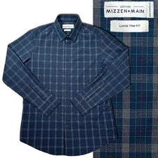 Mizzen+Main Leeward Shirt Men’s Large Blue Plaid Trim Fit Button Up