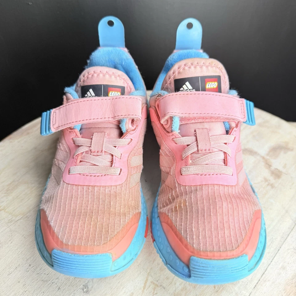 Adidas x Lego Sport El K Girls Sneaker Size 13 Pink And Light Blue Pull On  - Image 4 of 4