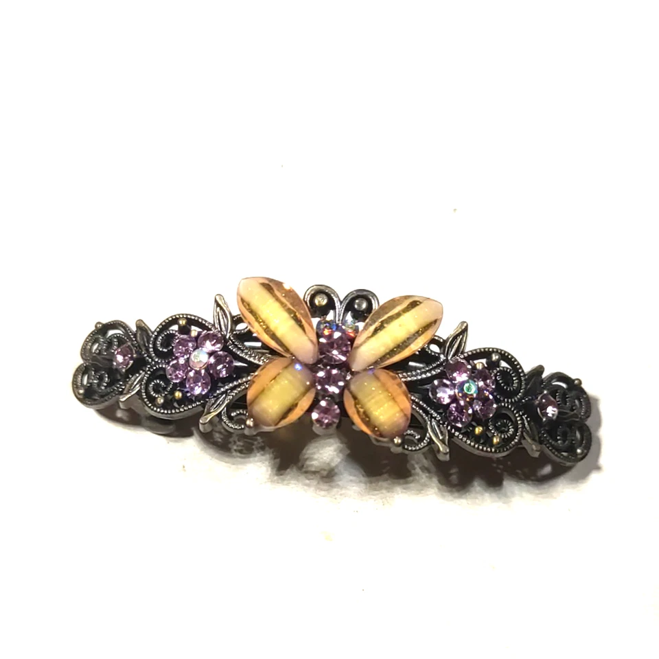 Clip de tensión de pasador de cabello de trabajo de encaje de celosía acrílico mariposa Foto 2 de 4