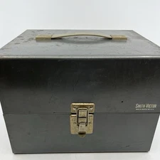 Vtg  Smith Victor Metal Film Storage Box Case 7x8x10” Flip Lock Gray Distressed