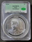 2024 Peace Silver Dollar CAC MS 70 First Delivery
