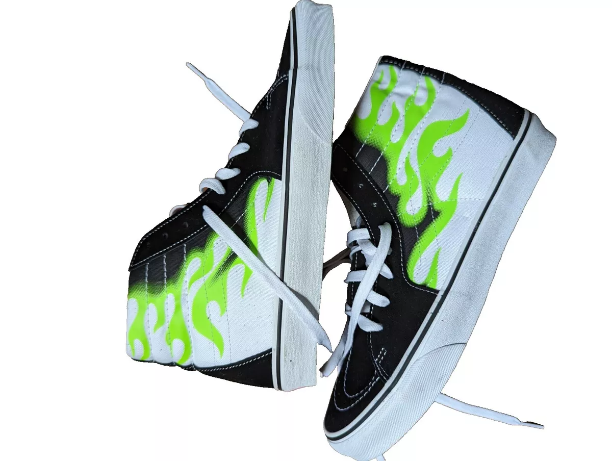 Vans Sk8 Hi Flame Men s Size 10 Shoes Black True White Green