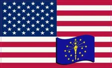 5×3 America and Indiana Flag Magnet Vinyl Magnetic State Flags Car Truck Decal