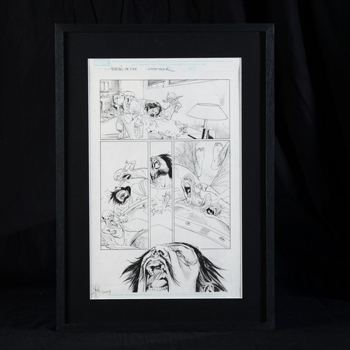 Planche originale Marvel Ghost Rider signé Rol Roland Boschi encadré Comics - Photo 3/6