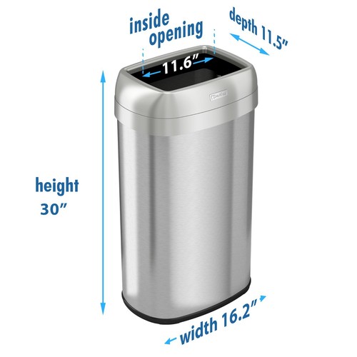 16 Gallon Open Top Stainless Steel Touchless Sensor Automatic Recycle Trash Can - Picture 6 of 6