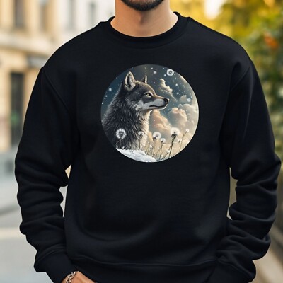 Wolf mit Löwenzahn Sweatshirt Kuschelig und Perfekt für jeden Anlass Sbis 4XL