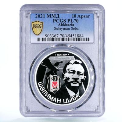 Abkhazia 10 apsars Famous Footballer Suleyman Seba PL70 PCGS