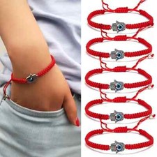  2Pack Red Bracelet Evil Eye Protection Good Luck Adjustable Hamsa Eye Turkish