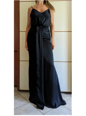 RRP$399 Maticevski Sweethearts Black Maxi Dress Strappy Gathered Draped  Waist 8 | eBay