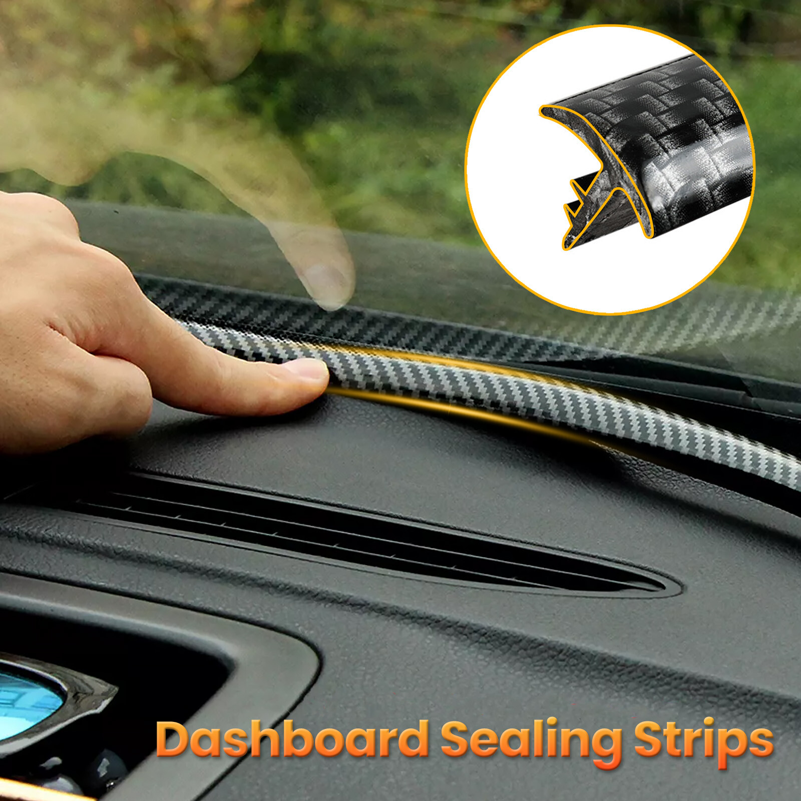 Windshield Dustproof Gap Sealing Car Engine Noise Accessories Carbon Fiber 1.6M