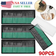 90Pcs 1/8" Diamond Burr Bits Drill Set Rotary Multi Tool Accessories For Dremel
