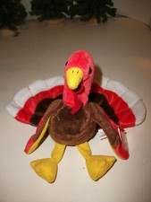 TY BEANIE BABY 'GOBBLES' THE TURKEY 1996 SWING TAG 1996 TUSH TAG NEW
