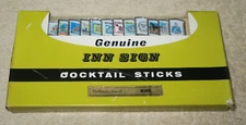 VINTAGE 1960’s Genuine Inn Sign Cocktail Sticks x 12, Hotels & Inns of Devon, UK