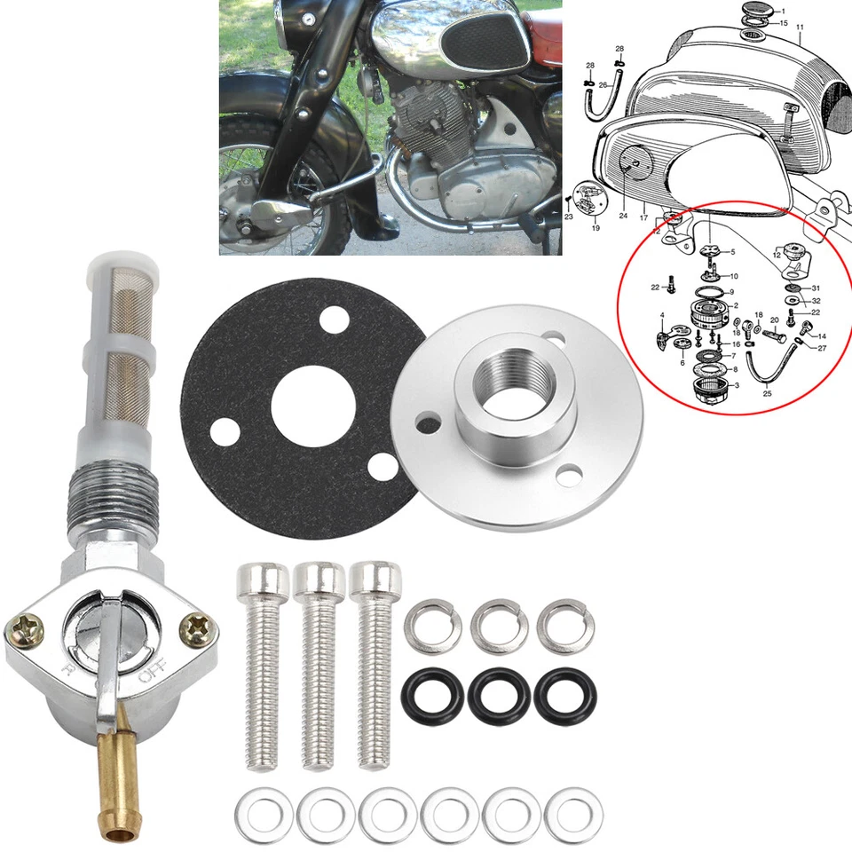 Juego de manijas para Honda Dream Touring 305 250 CA77 CA78 CA72 C76 tanque de gasolina Benly Foto 2 de 4